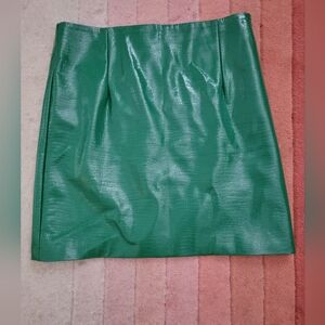 Anthropologie - Porridge- Green Patent Leather Mini Skirt - XL